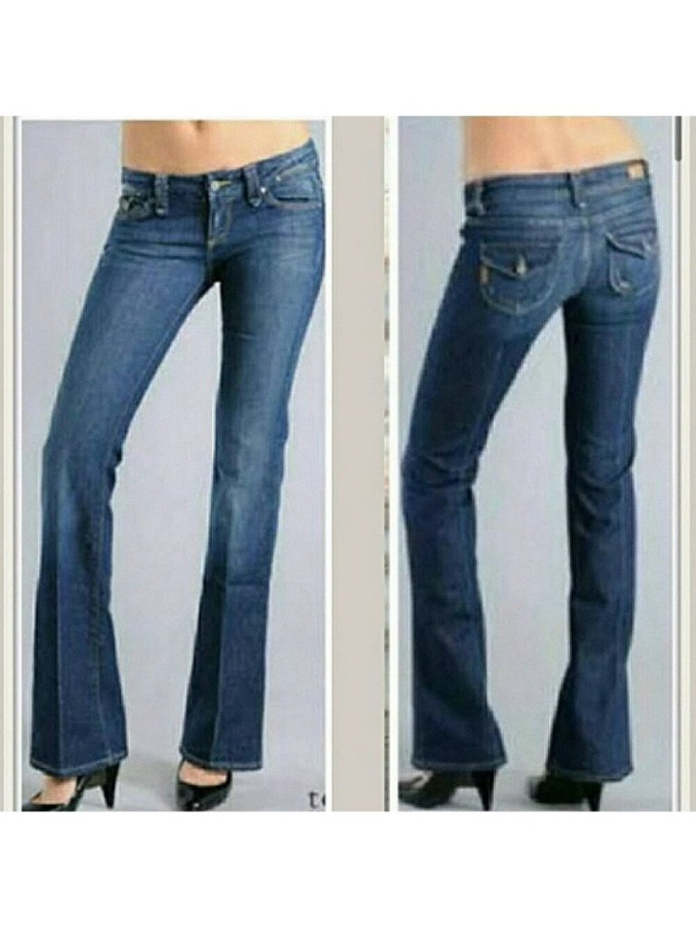 Paige Bell Canyon Flare Leg Jeans Womens 26 Blue Distressed